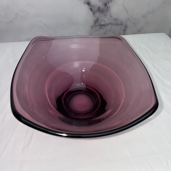 Retro vintage 60s amethyst purple art glass bowl, mod tapered square - Picture 1 of 4